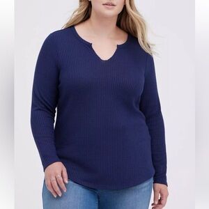 Torrid Deep Blue Waffle Knit Top